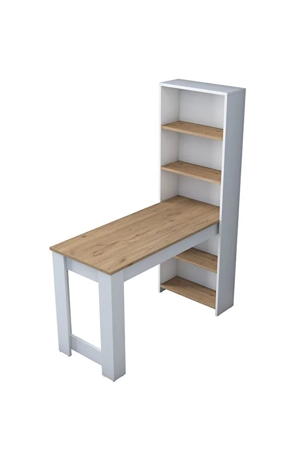 Rani Ja102 Masa Raflı Dekoratif Mutfak Yemek Masası Sepet Ceviz - Beyaz